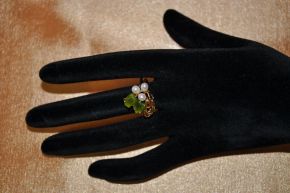 Кольцо позолоченное с жемчугом и халцедоном "Джелин"