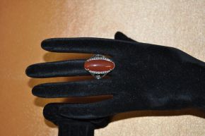 Кольцо из мельхиора в посеребрении с сердоликом "Цвет осени"