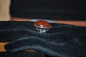 Кольцо из мельхиора в посеребрении с сердоликом "Айседора"